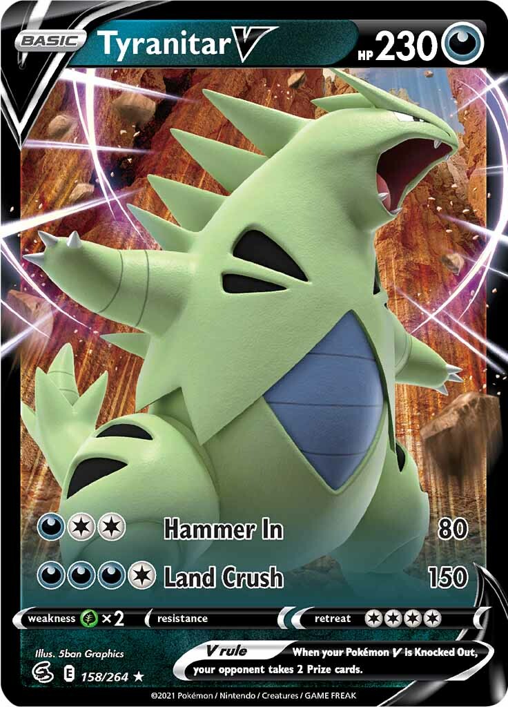 Tyranitar V (158/264) [Sword & Shield: Fusion Strike] | The Gaming-Verse