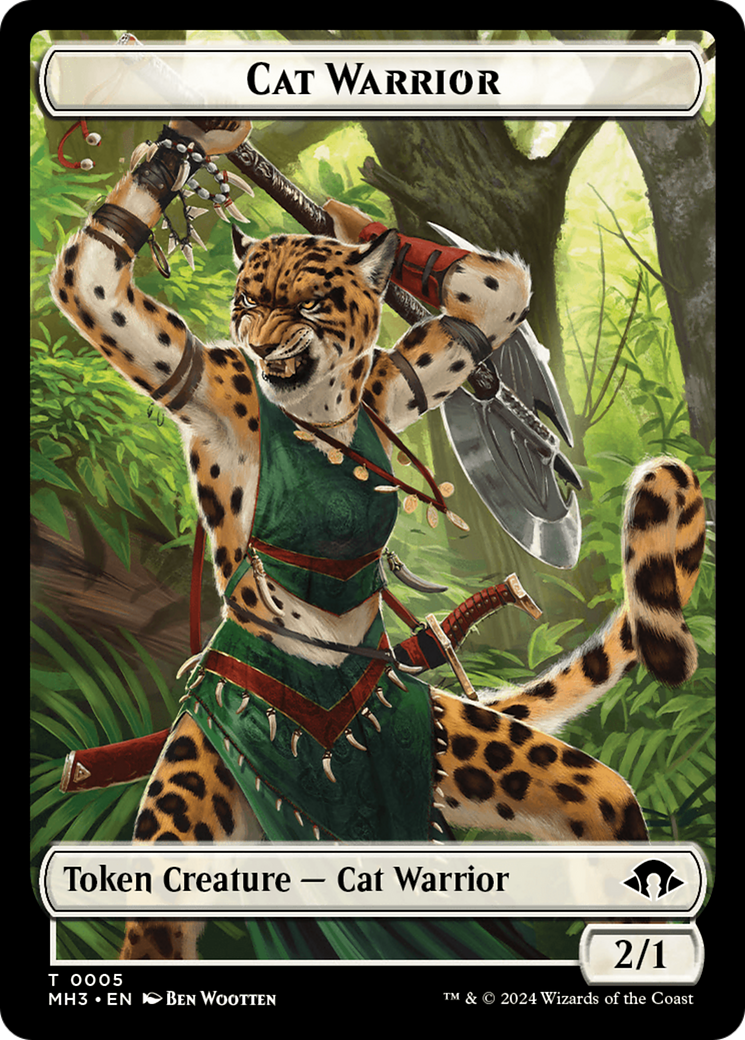 Cat Warrior // Energy Reserve Double-Sided Token [Modern Horizons 3 Tokens] | The Gaming-Verse