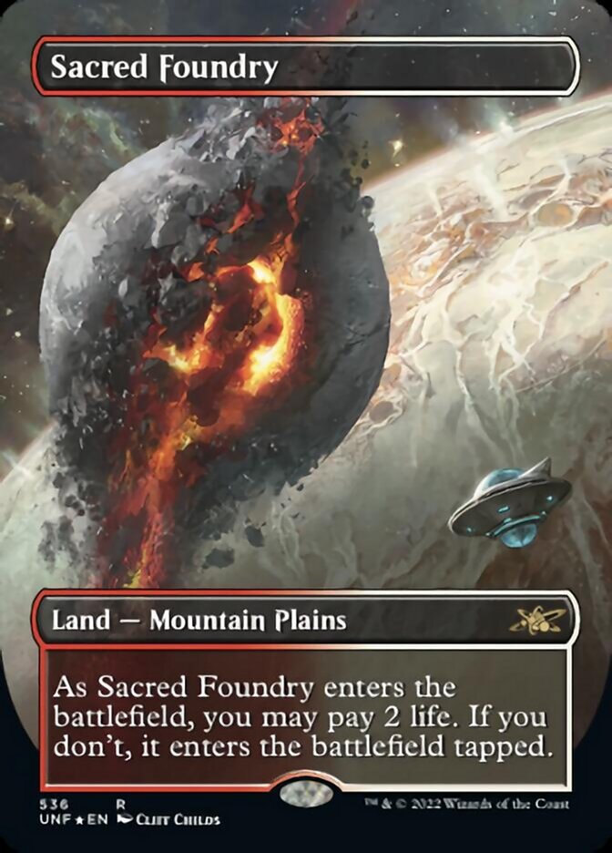 Sacred Foundry (Borderless) (Galaxy Foil) [Unfinity] | The Gaming-Verse