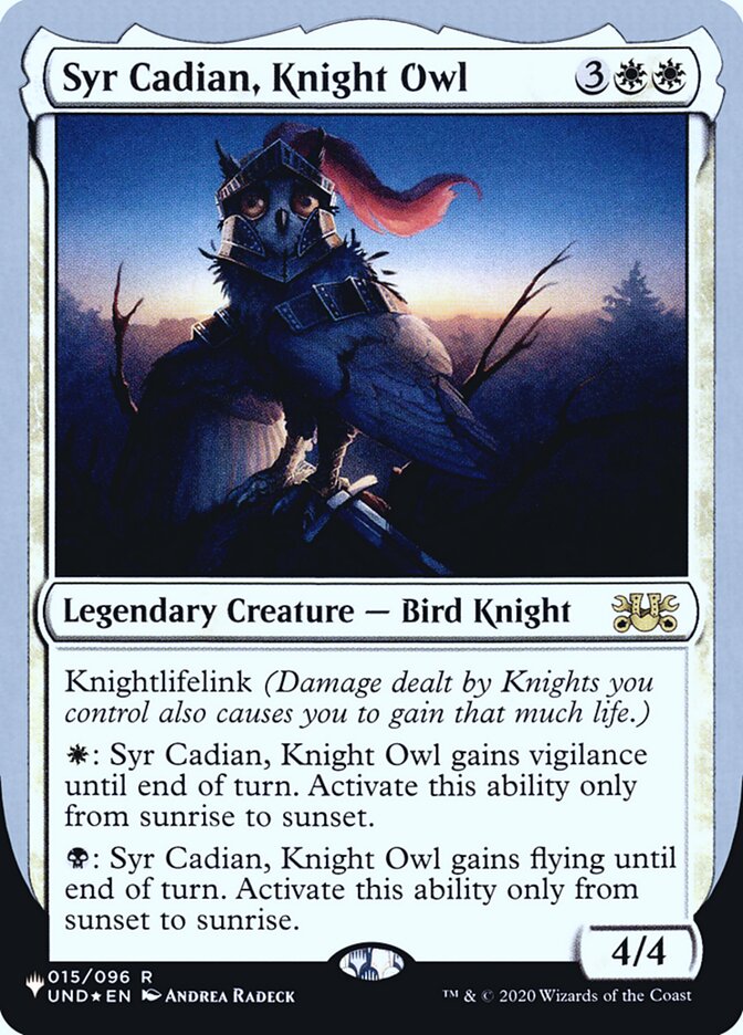 Syr Cadian, Knight Owl (Unfinity Foil Edition) [The List] | The Gaming-Verse