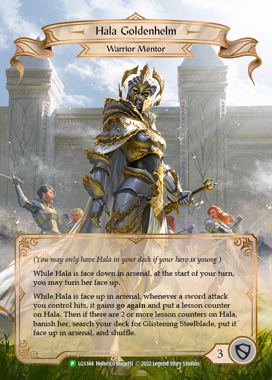 Hala Goldenhelm [LGS144] (Promo)  Rainbow Foil | The Gaming-Verse