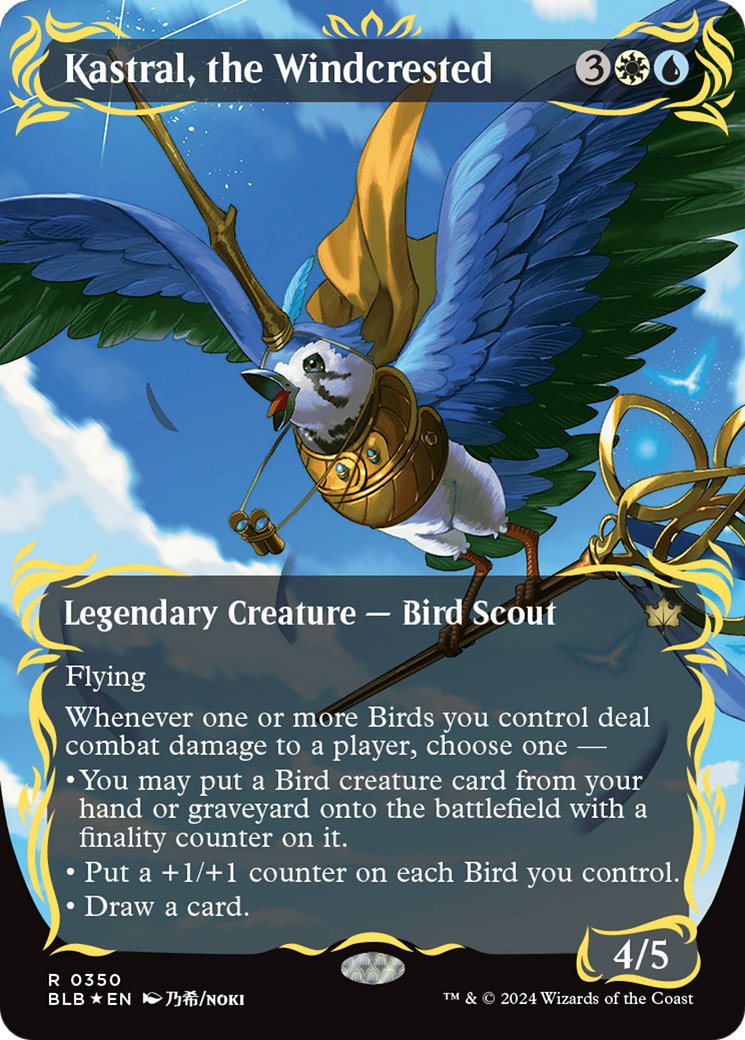 Kastral, the Windcrested (Borderless) (Raised Foil) [Bloomburrow] | The Gaming-Verse