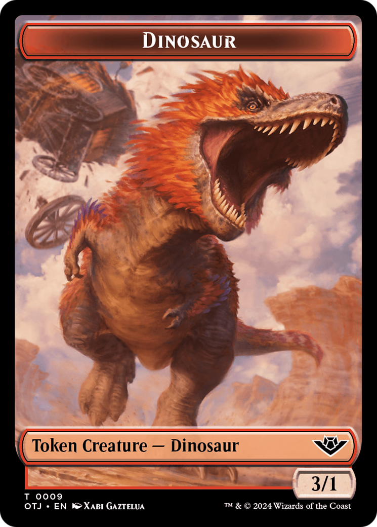 Mercenary // Dinosaur Double-Sided Token [Outlaws of Thunder Junction Tokens] | The Gaming-Verse