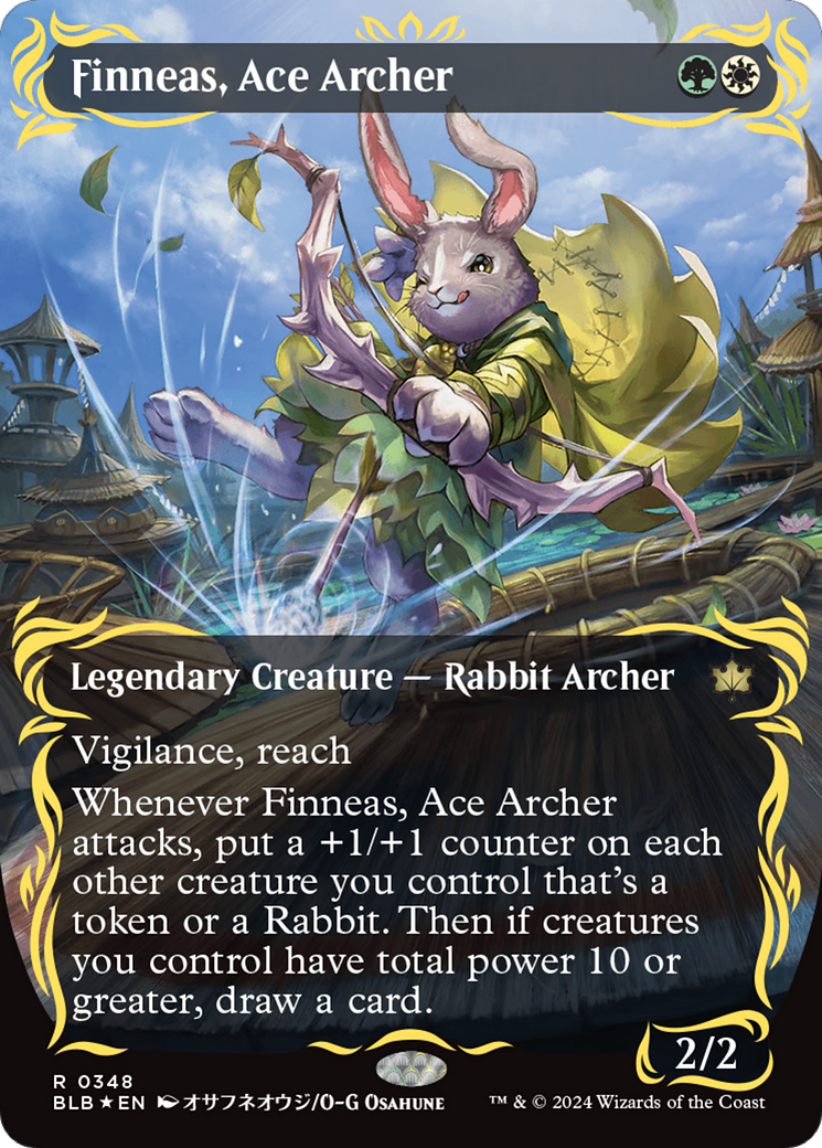 Finneas, Ace Archer (Borderless) (Raised Foil) [Bloomburrow] | The Gaming-Verse