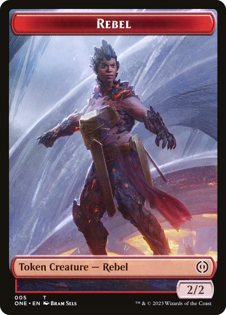 Rebel // The Hollow Sentinel Double-Sided Token [Phyrexia: All Will Be One Tokens] | The Gaming-Verse