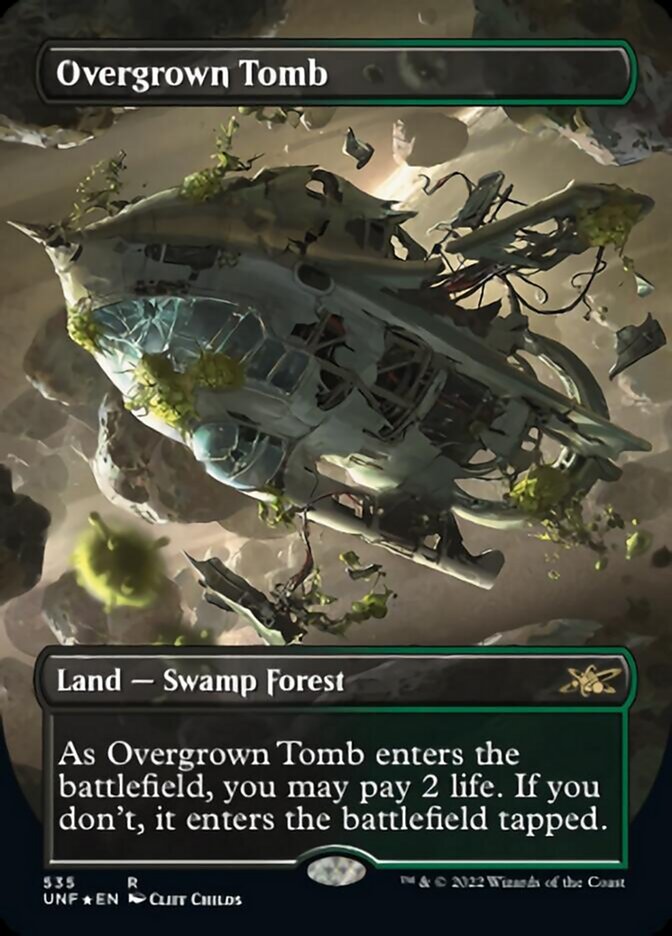 Overgrown Tomb (Borderless) (Galaxy Foil) [Unfinity] | The Gaming-Verse