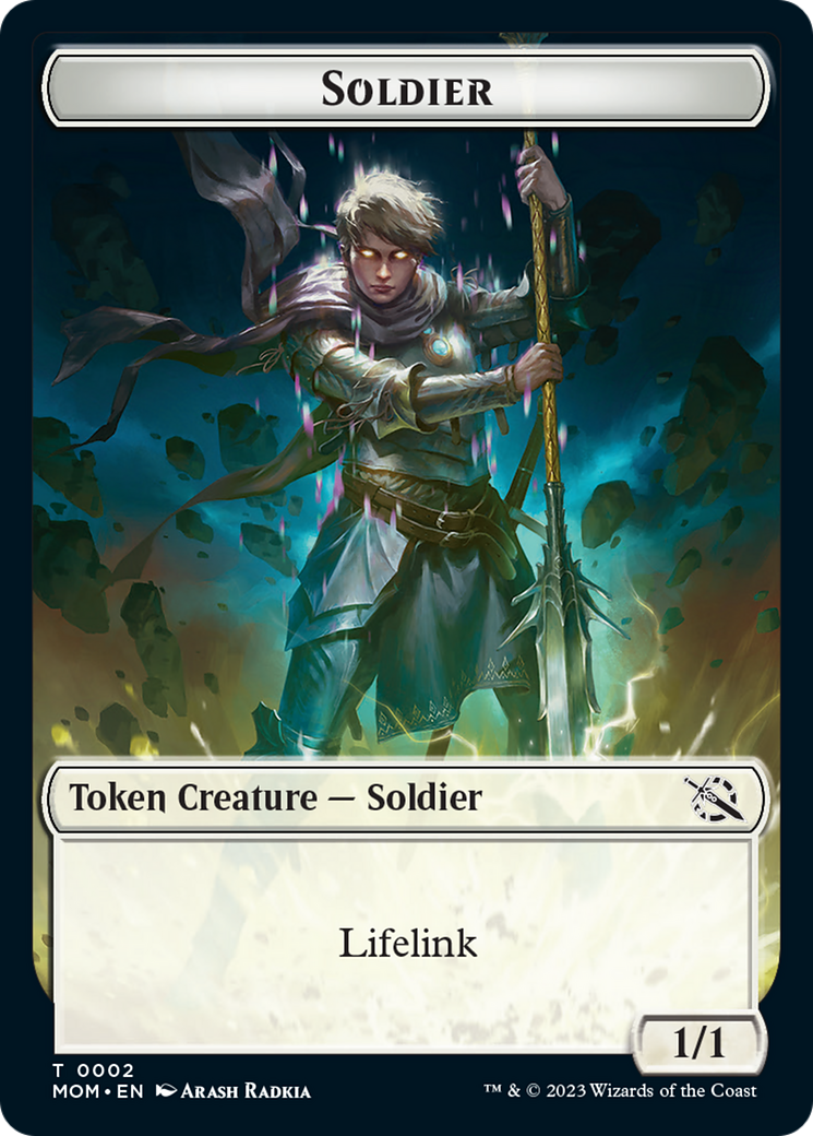 Soldier // Teferi Akosa of Zhalfir Emblem Double-Sided Token [March of the Machine Tokens] | The Gaming-Verse