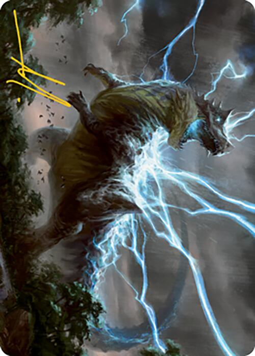 Thrasta, Tempest's Roar Art Card (41) (Gold-Stamped Signature) [Modern Horizons 2 Art Series] | The Gaming-Verse