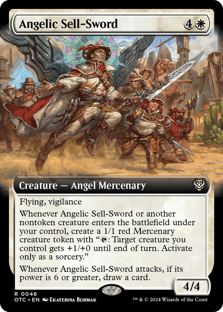 Angelic Sell-Sword (Extended Art) [Outlaws of Thunder Junction Commander] | The Gaming-Verse