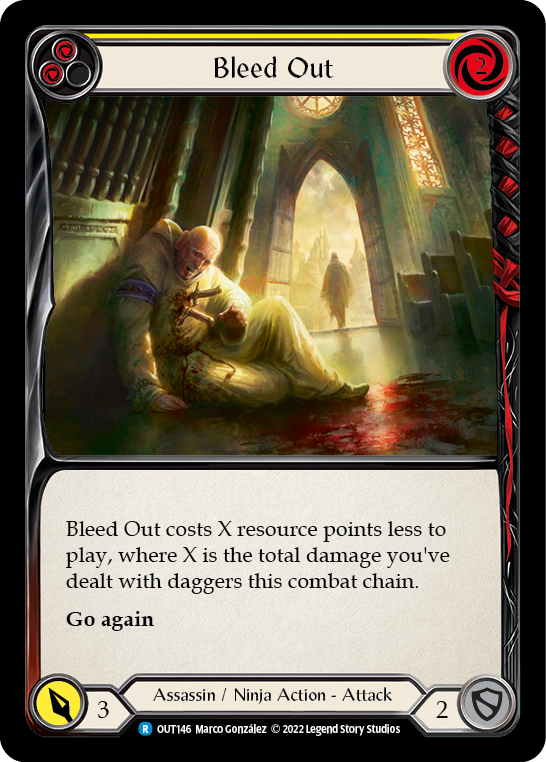 Bleed Out (Yellow) [OUT146] (Outsiders)  Rainbow Foil | The Gaming-Verse