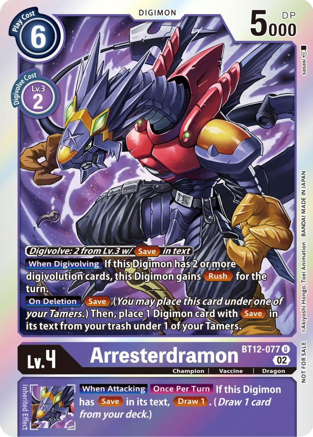 Arresterdramon [BT12-077] (Box Topper) [Across Time] | The Gaming-Verse