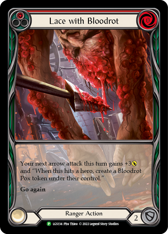 Lace with Bloodrot (Red) [LGS134] (Promo)  Rainbow Foil | The Gaming-Verse