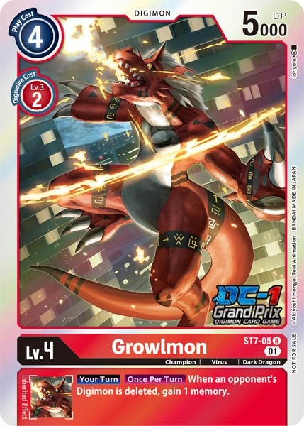 Growlmon [ST7-05] (DC-1 2022 Stamped) [Starter Deck: Gallantmon Promos] | The Gaming-Verse