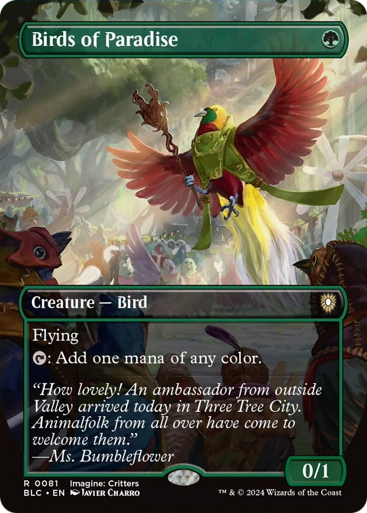 Birds of Paradise (Borderless) [Bloomburrow Commander] | The Gaming-Verse