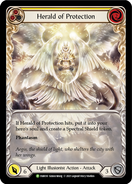 Herald of Protection (Yellow Extended Art) [FAB030] (Promo)  Rainbow Foil | The Gaming-Verse