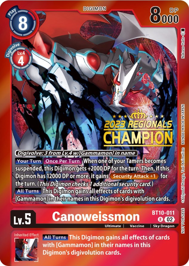 Canoweissmon [BT10-011] (2023 Regionals Champion) [Xros Encounter Promos] | The Gaming-Verse