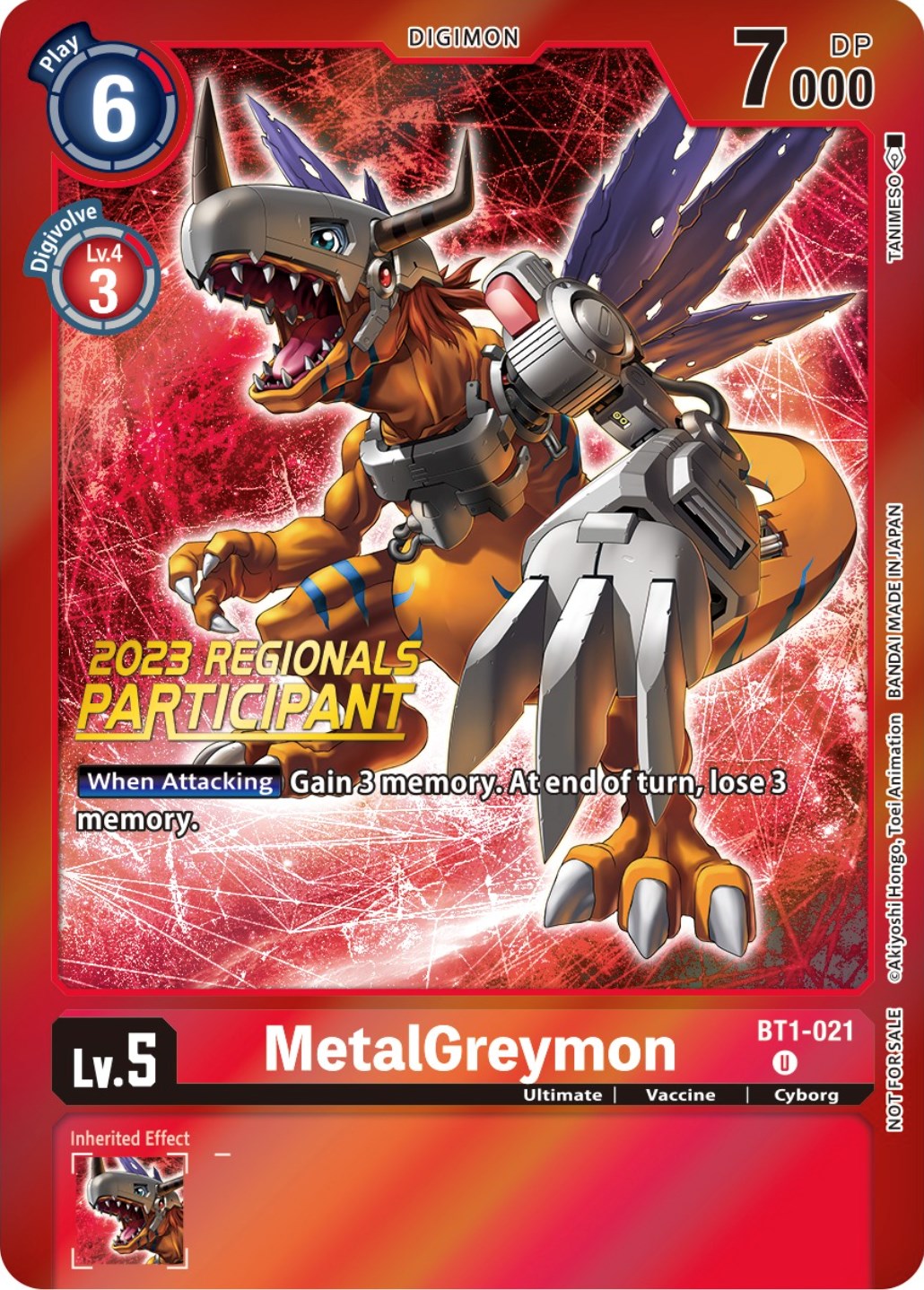 MetalGreymon [BT1-021] (2023 Regionals Participant) [Release Special Booster Promos] | The Gaming-Verse