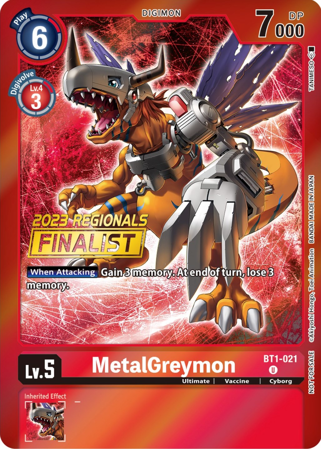 MetalGreymon [BT1-021] (2023 Regionals Finalist) [Release Special Booster Promos] | The Gaming-Verse