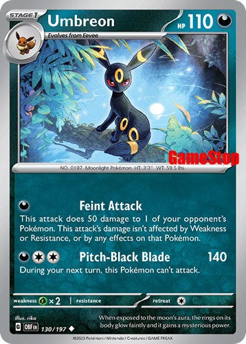 Umbreon (130/197) (GameStop Exclusive) [Scarlet & Violet: Obsidian Flames] | The Gaming-Verse