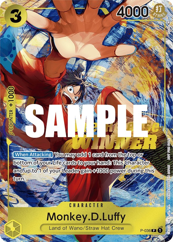 Monkey.D.Luffy (Pre-Release Tournament) [Winner] [One Piece Promotion Cards] | The Gaming-Verse