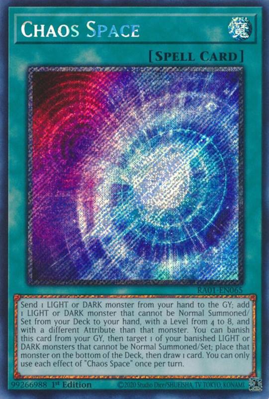 Chaos Space [RA01-EN065] Platinum Secret Rare | The Gaming-Verse