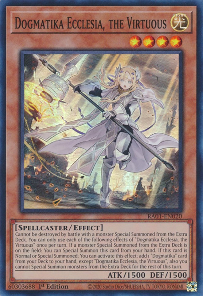 Dogmatika Ecclesia, the Virtuous [RA01-EN020] Super Rare | The Gaming-Verse