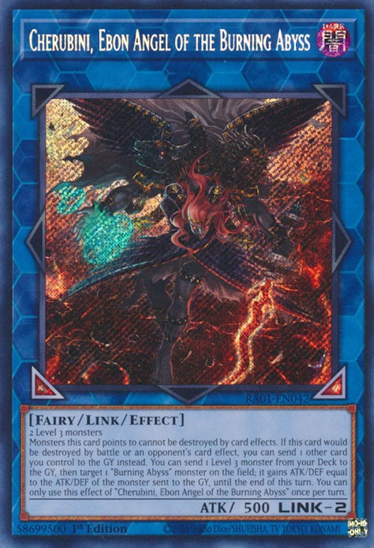 Cherubini, Ebon Angel of the Burning Abyss [RA01-EN042] Secret Rare | The Gaming-Verse