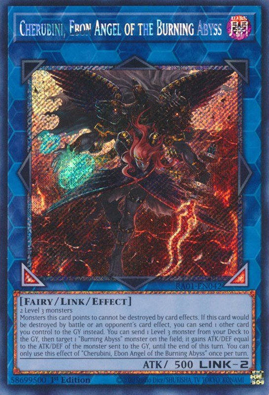 Cherubini, Ebon Angel of the Burning Abyss [RA01-EN042] Platinum Secret Rare | The Gaming-Verse