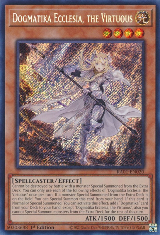 Dogmatika Ecclesia, the Virtuous [RA01-EN020] Secret Rare | The Gaming-Verse