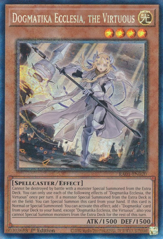 Dogmatika Ecclesia, the Virtuous [RA01-EN020] Prismatic Collector's Rare | The Gaming-Verse