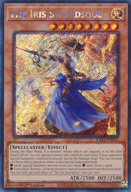 The Iris Swordsoul [RA01-EN023] Platinum Secret Rare | The Gaming-Verse