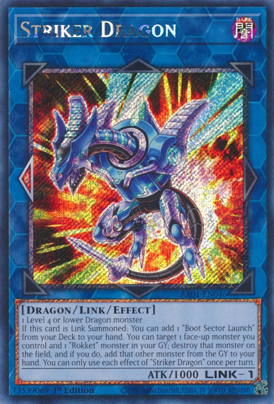 Striker Dragon [RA01-EN046] Platinum Secret Rare | The Gaming-Verse