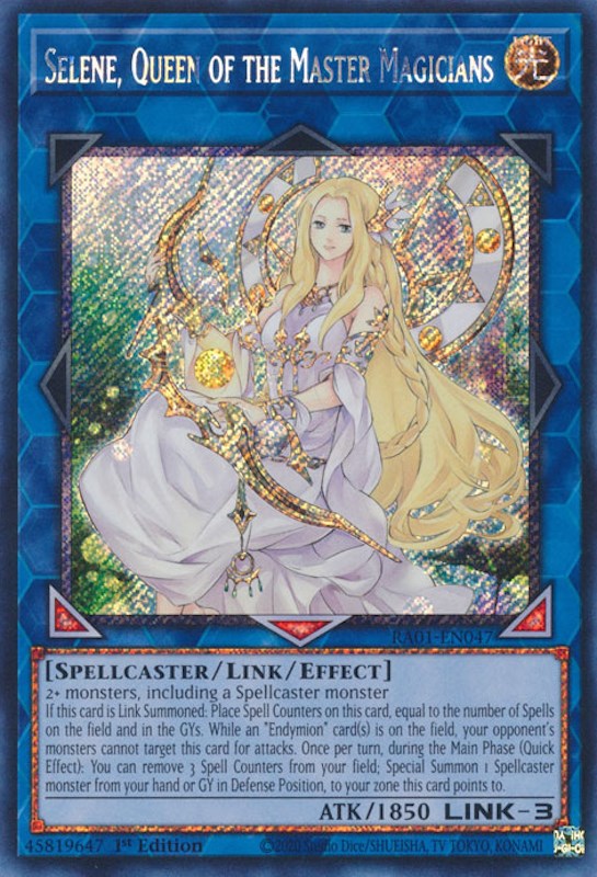 Selene, Queen of the Master Magicians [RA01-EN047] Platinum Secret Rare | The Gaming-Verse