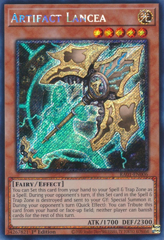 Artifact Lancea [RA01-EN006] Platinum Secret Rare | The Gaming-Verse