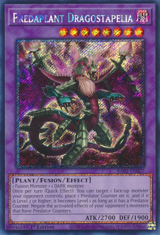 Predaplant Dragostapelia [RA01-EN027] Platinum Secret Rare | The Gaming-Verse