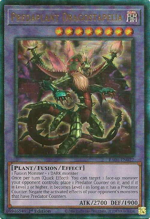 Predaplant Dragostapelia [RA01-EN027] Prismatic Ultimate Rare | The Gaming-Verse