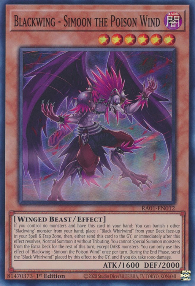 Blackwing - Simoon the Poison Wind [RA01-EN012] Super Rare | The Gaming-Verse