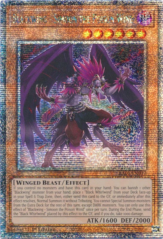 Blackwing - Simoon the Poison Wind [RA01-EN012] Quarter Century Secret Rare | The Gaming-Verse