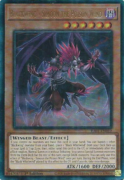 Blackwing - Simoon the Poison Wind [RA01-EN012] Prismatic Ultimate Rare | The Gaming-Verse