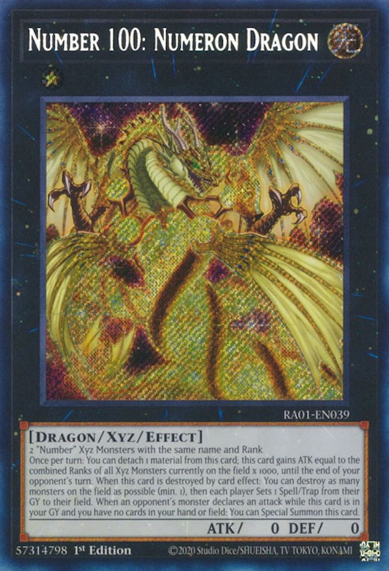 Number 100: Numeron Dragon [RA01-EN039] Secret Rare | The Gaming-Verse