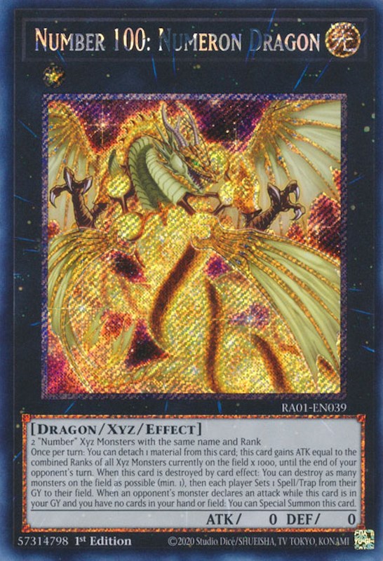 Number 100: Numeron Dragon [RA01-EN039] Platinum Secret Rare | The Gaming-Verse