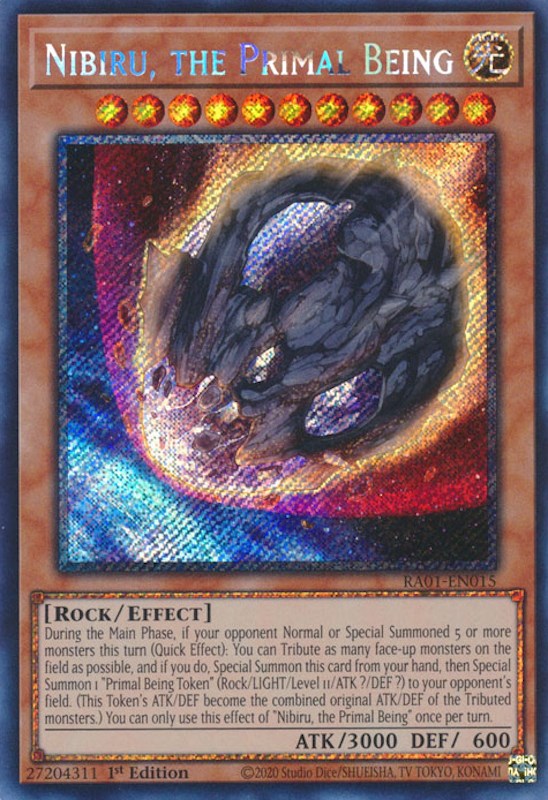 Nibiru, the Primal Being [RA01-EN015] Platinum Secret Rare | The Gaming-Verse