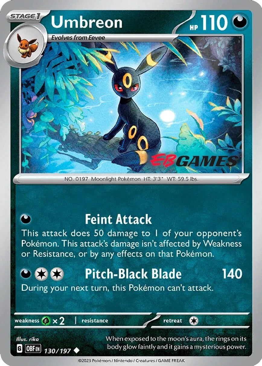 Umbreon (130/197) (EBGames Exclusive) [Scarlet & Violet: Obsidian Flames] | The Gaming-Verse