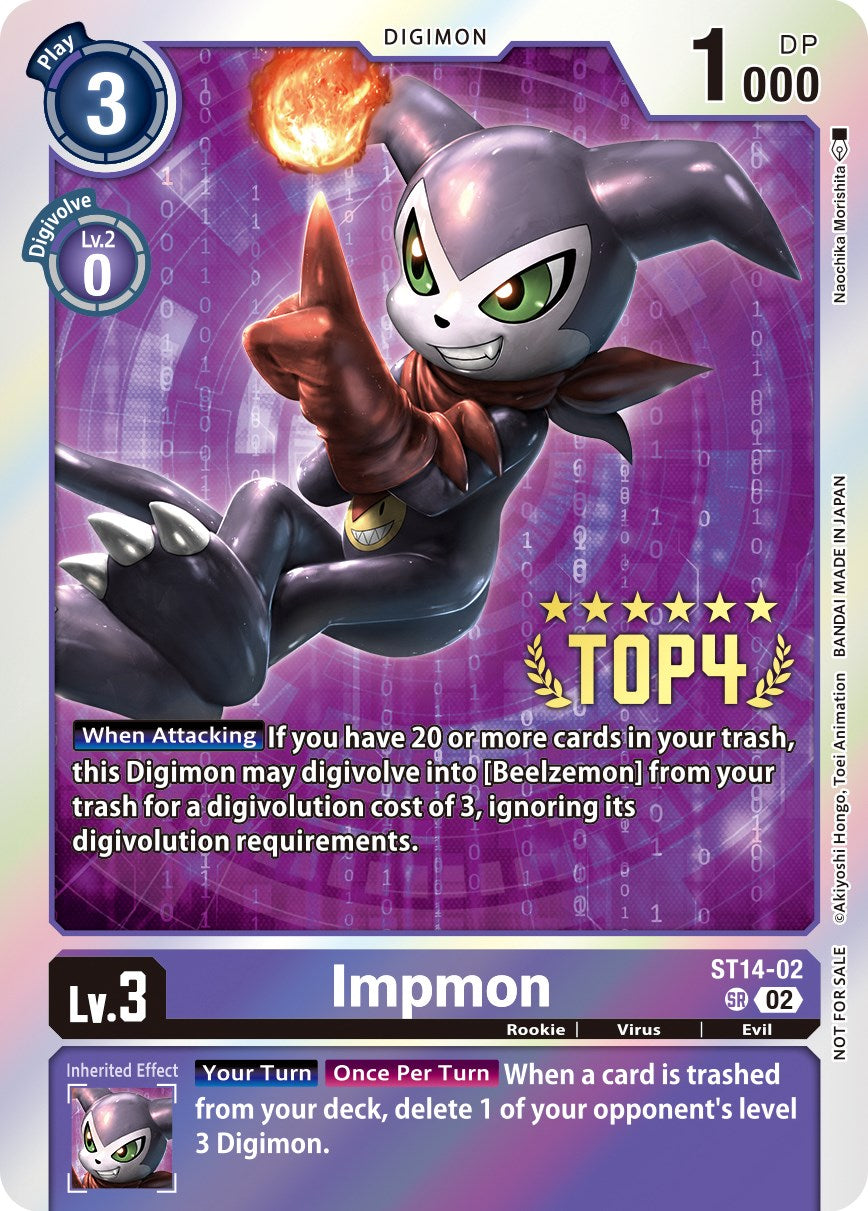 Impmon [ST14-02] (Digimon 3-On-3 November 2023 Top 4) [Starter Deck: Beelzemon Advanced Deck Set] | The Gaming-Verse