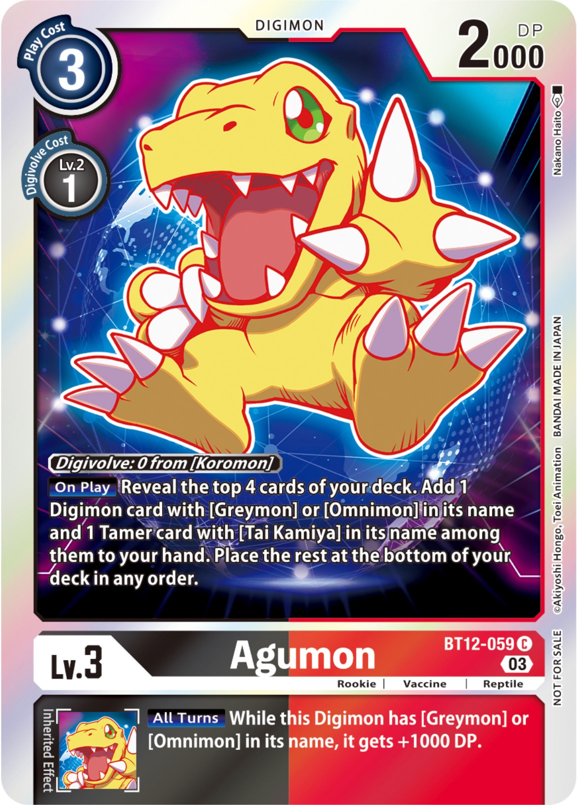 Agumon [BT12-059] (Official Tournament Pack Vol.11) [Across Time] | The Gaming-Verse