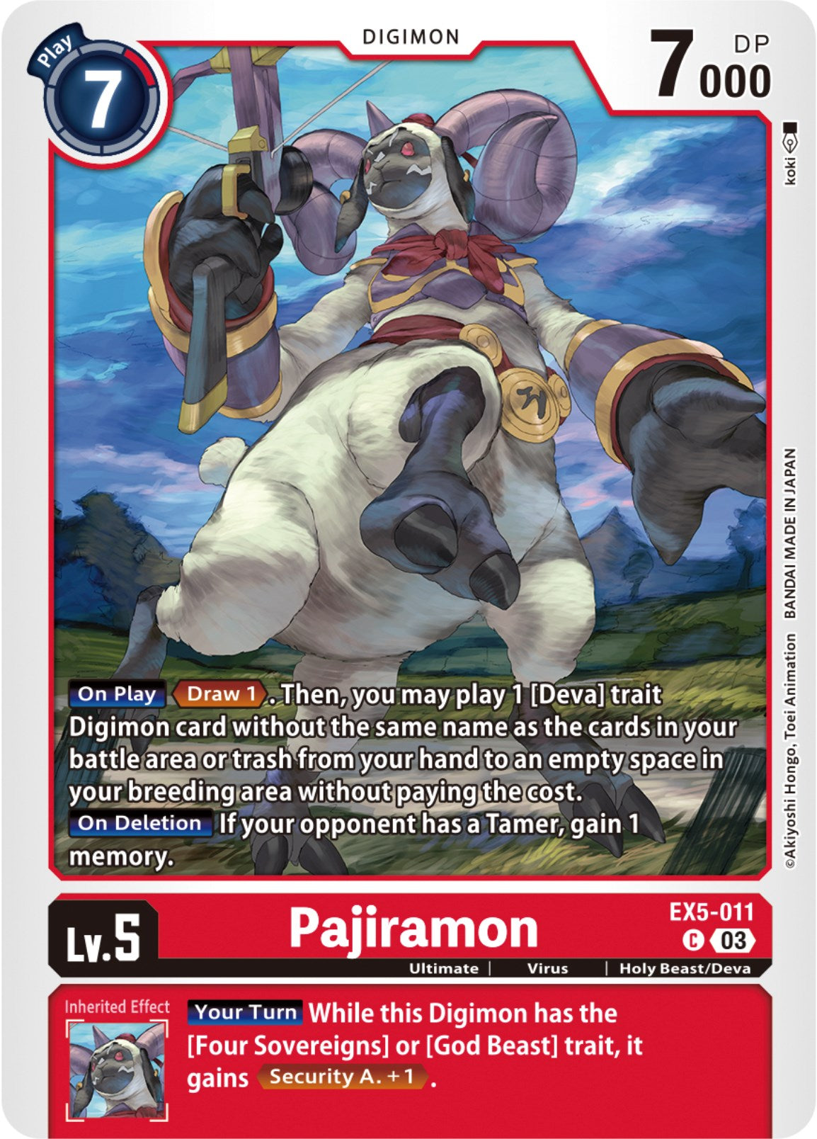 Pajiramon [EX5-011] [Animal Colosseum] | The Gaming-Verse