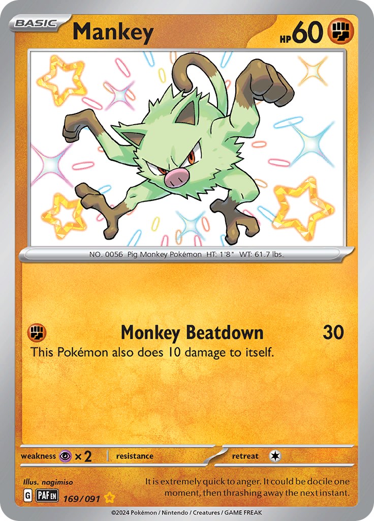 Mankey (169/091) [Scarlet & Violet: Paldean Fates] | The Gaming-Verse