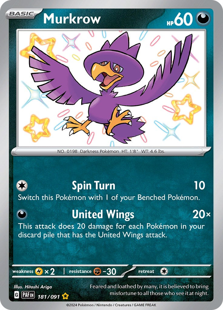 Murkrow (181/091) [Scarlet & Violet: Paldean Fates] | The Gaming-Verse