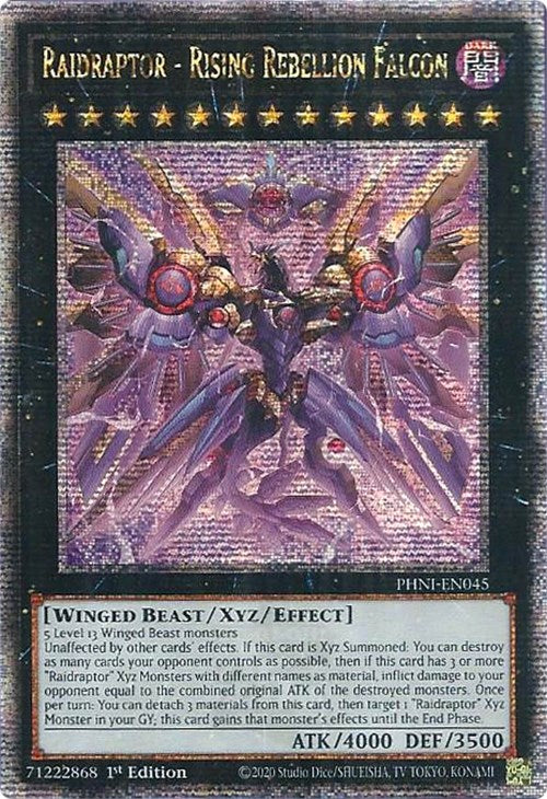 Raidraptor - Rising Rebellion Falcon [PHNI-EN045] Quarter Century Secret Rare | The Gaming-Verse