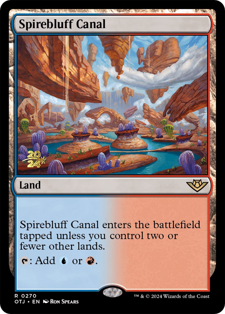 Spirebluff Canal (OTJ) [Outlaws of Thunder Junction Prerelease Promos] | The Gaming-Verse